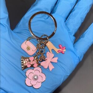 Pink Floral Charm Keychain